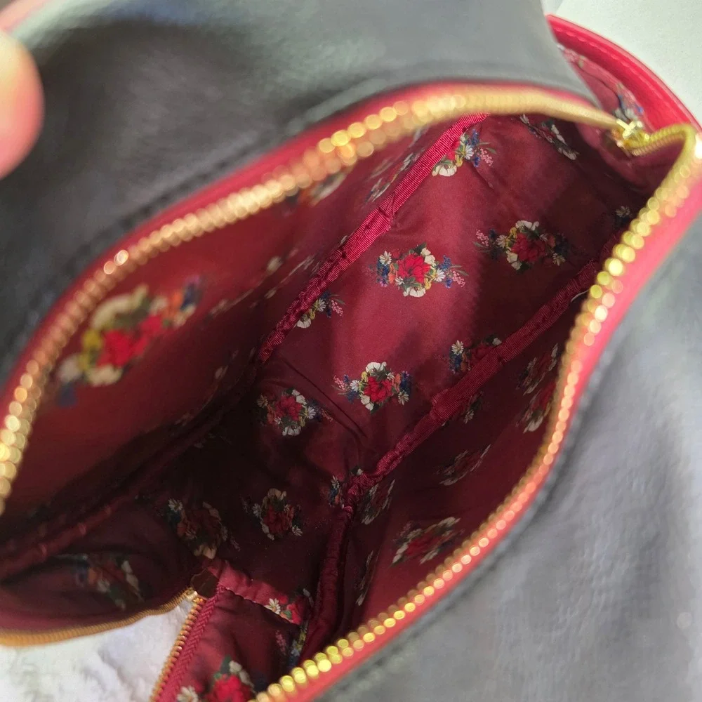 Disney‎ Villains Mini Backpack Black Red Floral Faux Leather Maleficent Ursula
